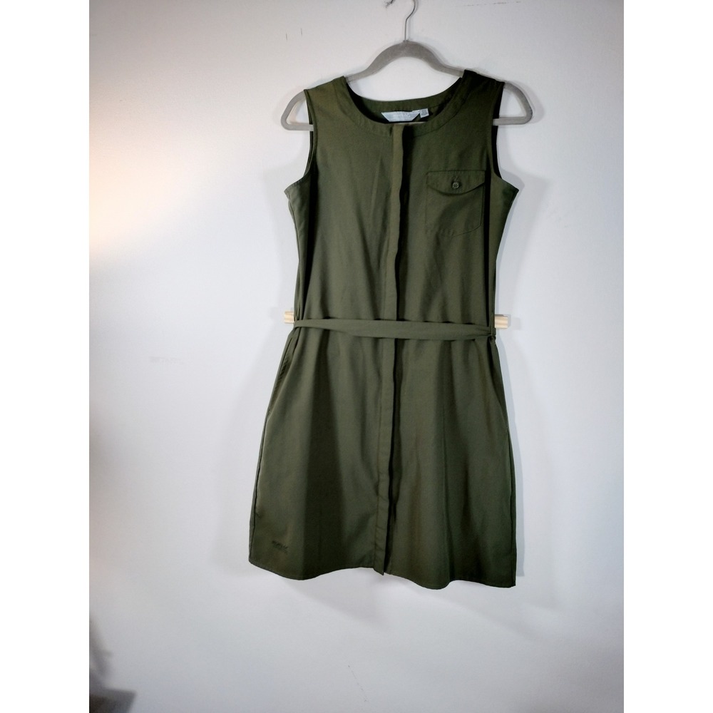 Regatta Great Outdoors Olive Green Sleeveless DOUBLE Button Front Belted Dress